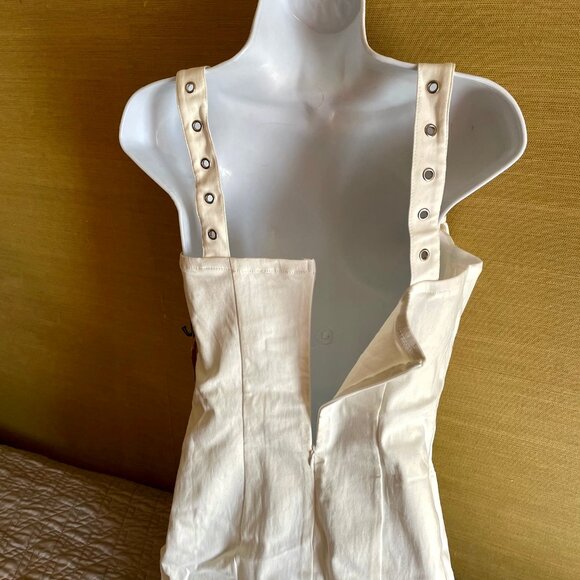 NEW Haute Monde White Spandex Sexy Dress Strap Buckle Accent Shoulders SZ L 8-10 - Picture 8 of 12